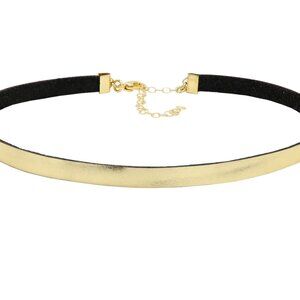 Genuine Leather Choker From Italy Gold tone coating film Adjustable
